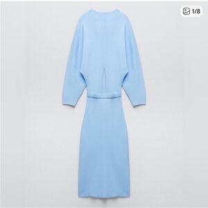 Zara Light Blue Knit Midi Dress